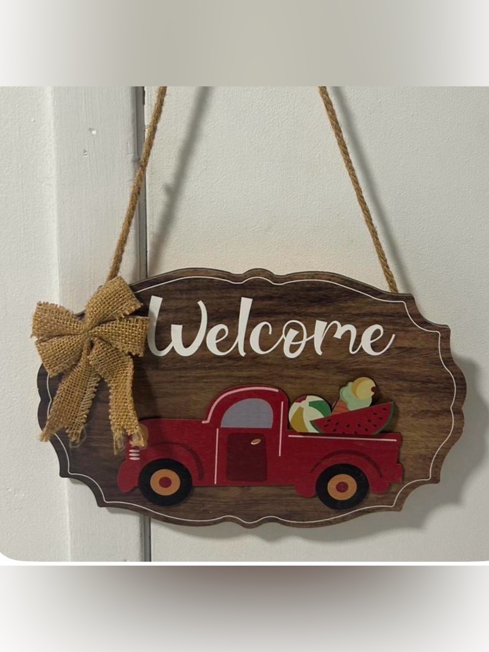 Welcome Sign with Red Truck - Home Accents